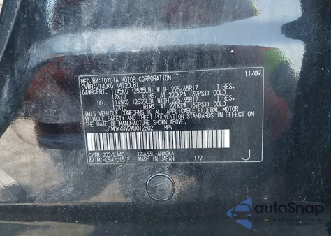 2010 Toyota Rav4 Limited V6 из США, поврежденный, VIN JTMDK4DV2AD012802